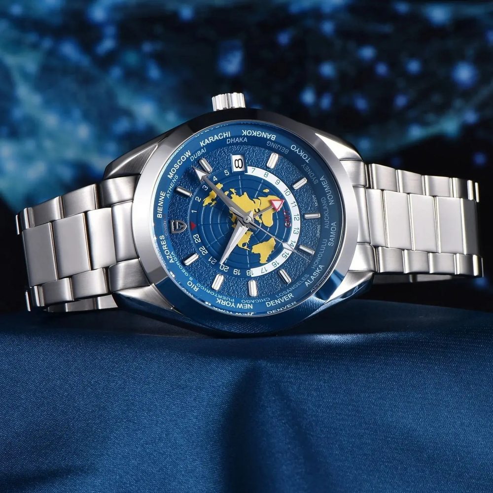 Men’s Multifunctional Mechanical GMT Dual Time Zone Luminous Watrproof Watch
