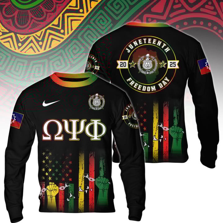 Omega Psi Phi Happy Juneteenth 2025 Freedom Day Hoodie Omega Psi Phi Happy Juneteenth 2025 Freedom Day Hoodie