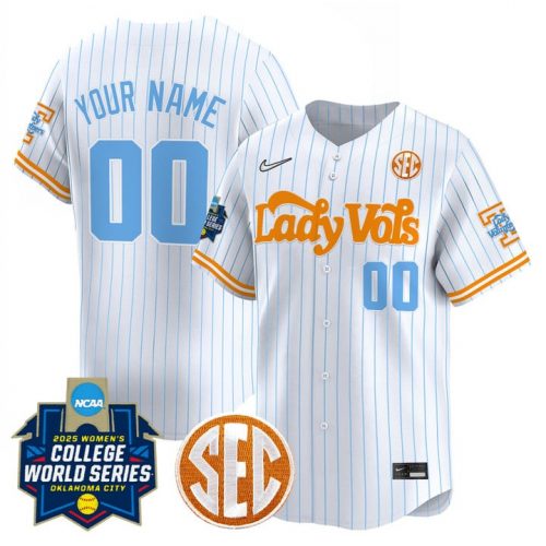 Tennessee Volunteers Softball Women’s 2025 World Series Personalized White Baseball Jersye