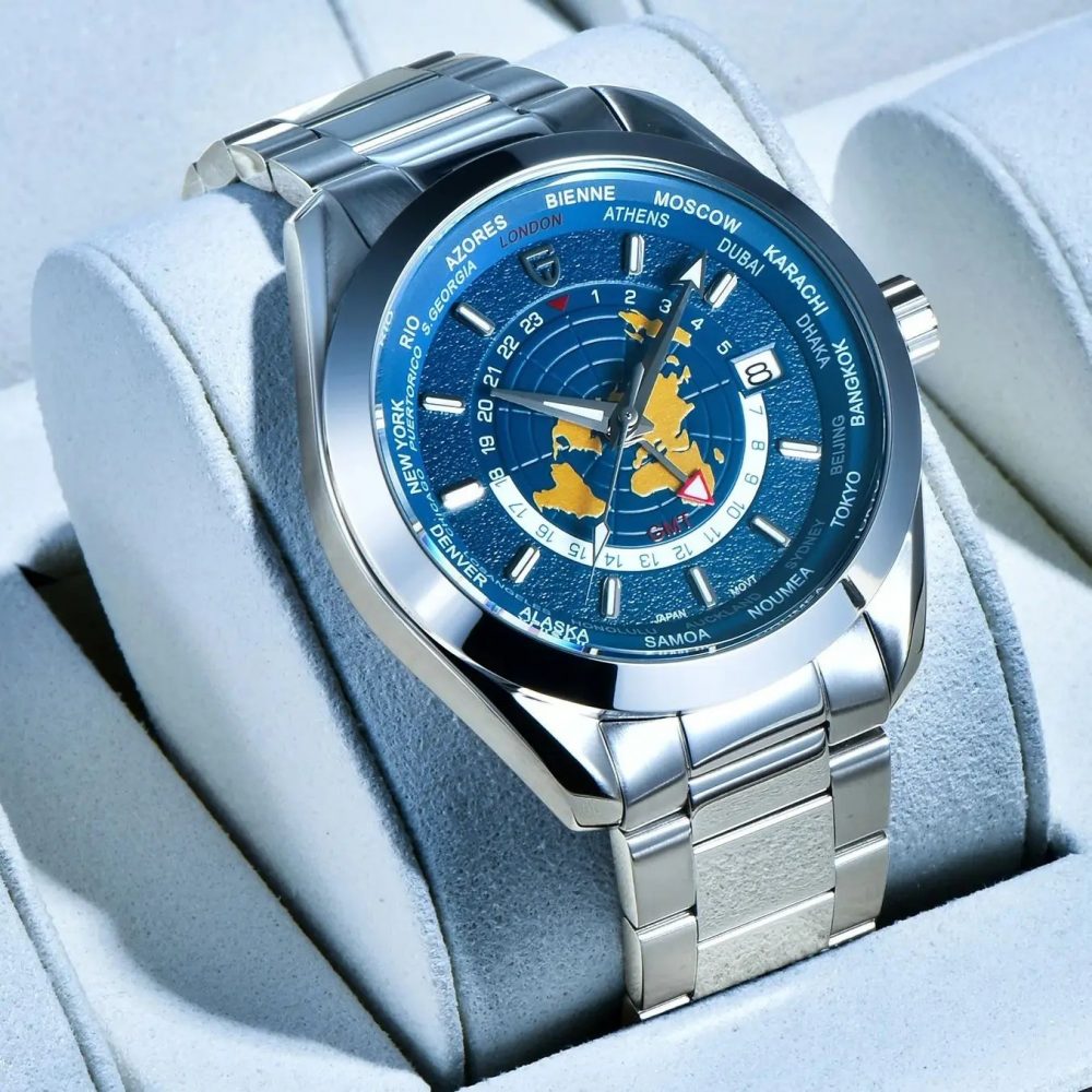 Men’s Multifunctional Mechanical GMT Dual Time Zone Luminous Watrproof Watch