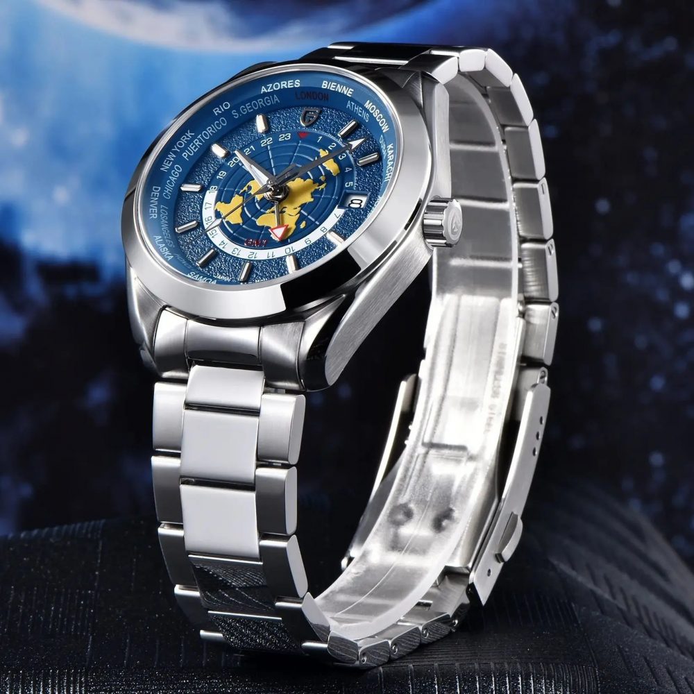 Men’s Multifunctional Mechanical GMT Dual Time Zone Luminous Watrproof Watch