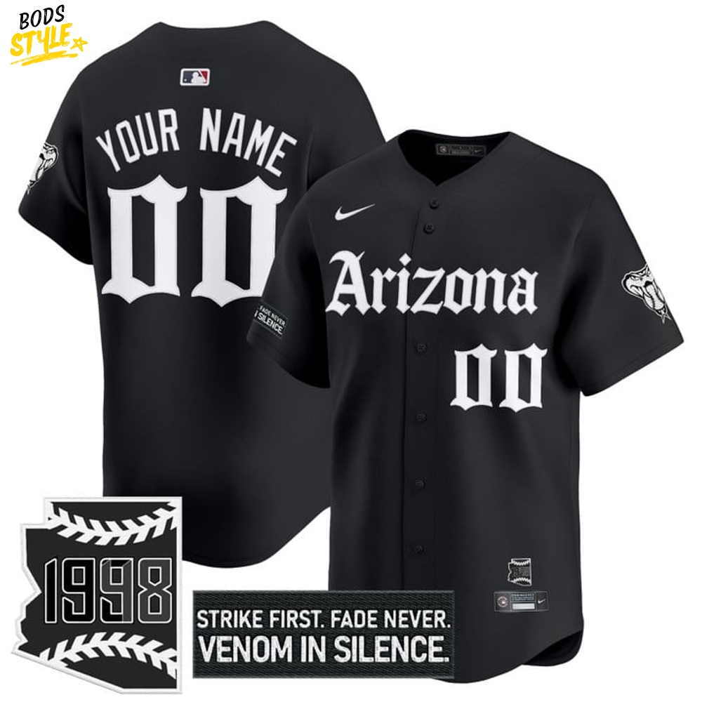 Arizona Diamondbacks 'Gothic Desert Fang Edition' Personalized Black Baseball Jersey Arizona Diamondbacks 'Gothic Desert Fang Edition' Personalized Black Baseball Jersey