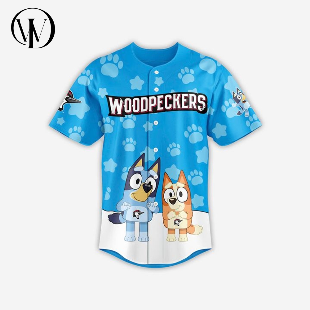 Fayetteville Woodpeckers x Bluey Day Special Baseball Jersey Fayetteville Woodpeckers x Bluey Day Special Baseball Jersey