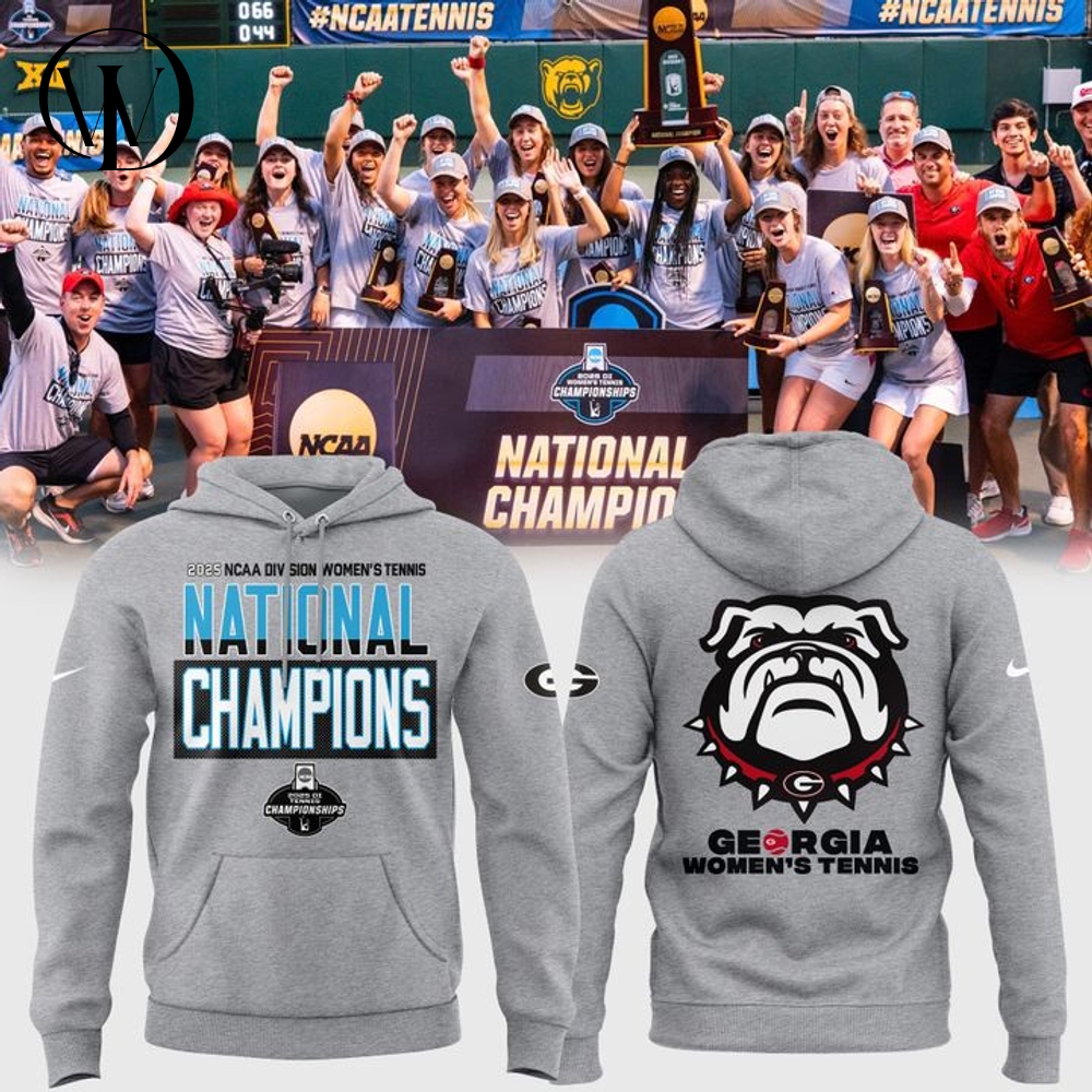Georgia Bulldogs 2025 NCAA Women's Tennis National Champions Special Grey Hoodie Georgia Bulldogs 2025 NCAA Women's Tennis National Champions Special Grey Hoodie