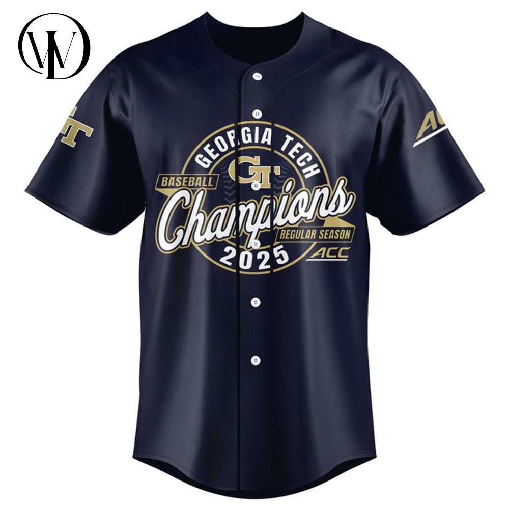 Georgia Tech Yellow Jackets 2025 ACC Baseball Regular Season Champions Baseball Jersey Georgia Tech Yellow Jackets 2025 ACC Baseball Regular Season Champions Baseball Jersey