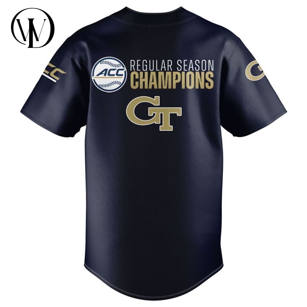 Georgia Tech Yellow Jackets 2025 ACC Baseball Regular Season Champions Baseball Jersey Georgia Tech Yellow Jackets 2025 ACC Baseball Regular Season Champions Baseball Jersey