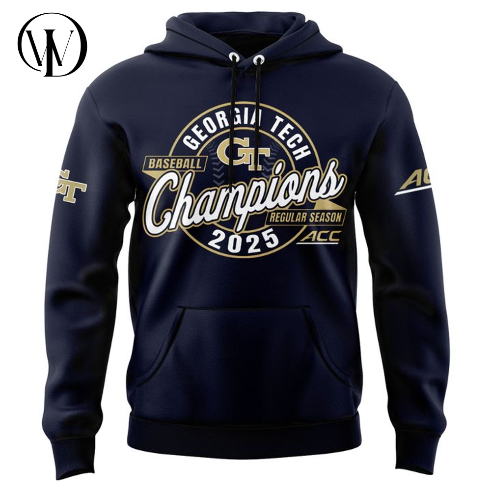 Georgia Tech Yellow Jackets 2025 ACC Baseball Regular Season Champions Hoodie Georgia Tech Yellow Jackets 2025 ACC Baseball Regular Season Champions Hoodie