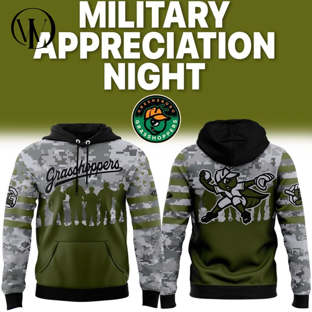 Greensboro Grasshoppers x Military Appreciation Night Camo Hoodie Greensboro Grasshoppers x Military Appreciation Night Camo Hoodie