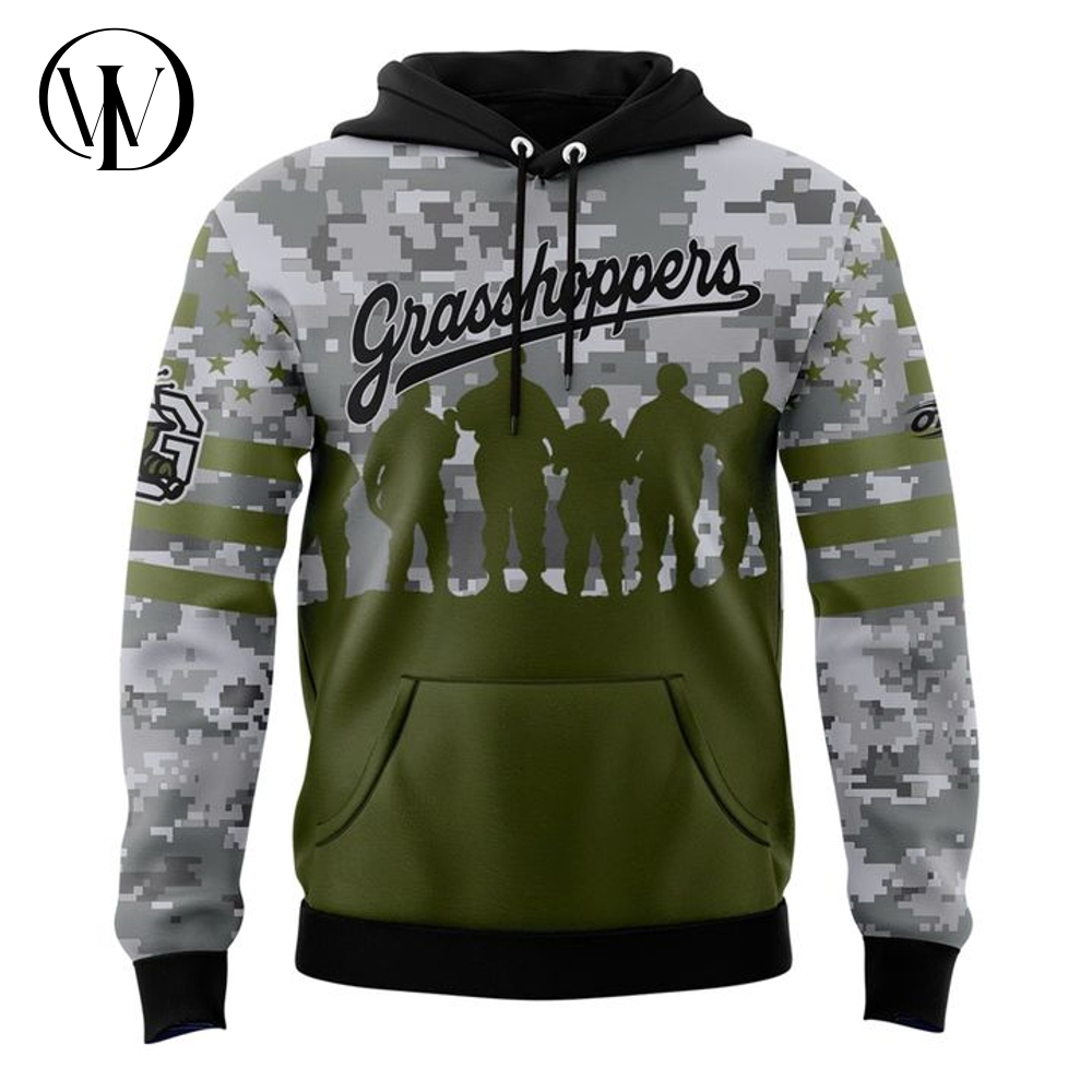 Greensboro Grasshoppers x Military Appreciation Night Camo Hoodie Greensboro Grasshoppers x Military Appreciation Night Camo Hoodie