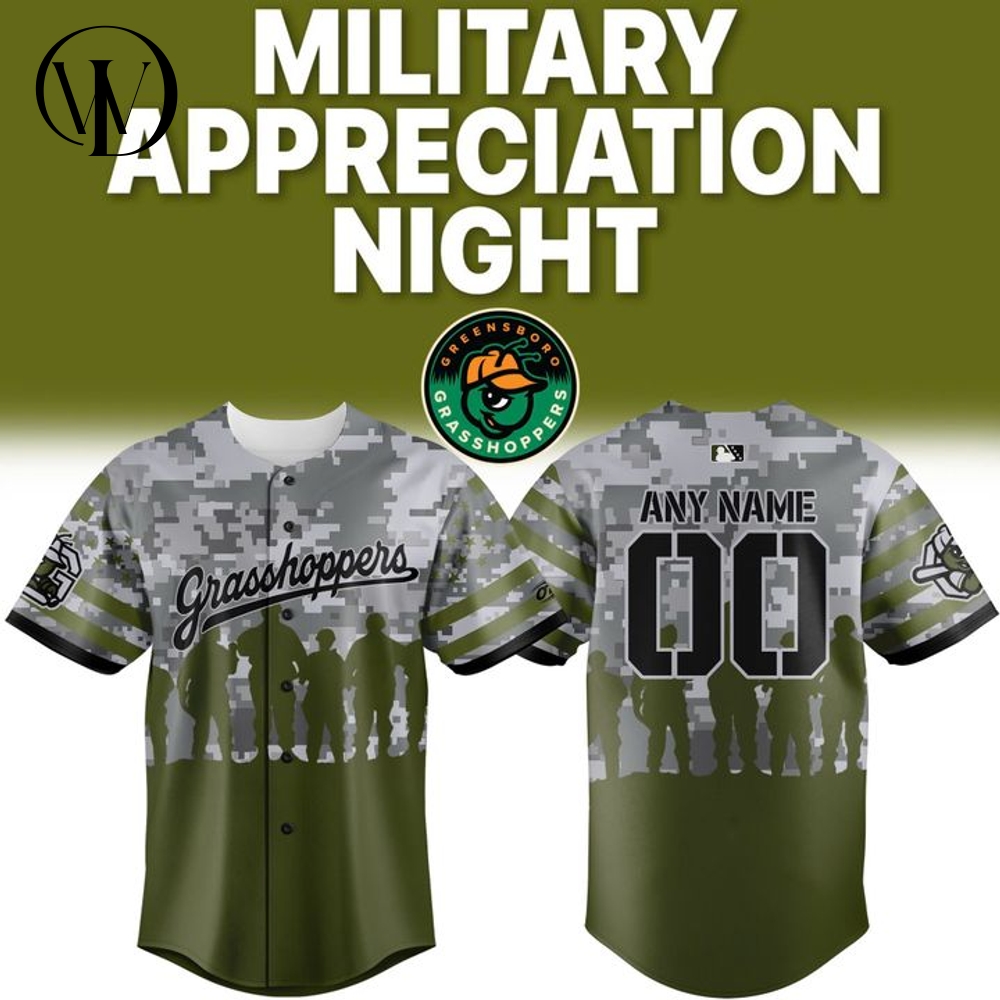 Greensboro Grasshoppers x Military Appreciation Night Camo Personalized Baseball Jersey Greensboro Grasshoppers x Military Appreciation Night Camo Personalized Baseball Jersey