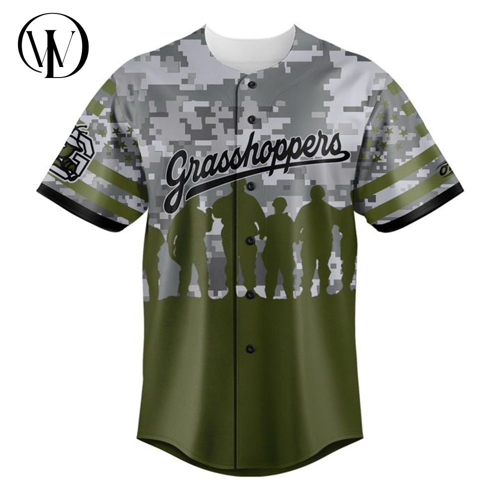 Greensboro Grasshoppers x Military Appreciation Night Camo Personalized Baseball Jersey Greensboro Grasshoppers x Military Appreciation Night Camo Personalized Baseball Jersey
