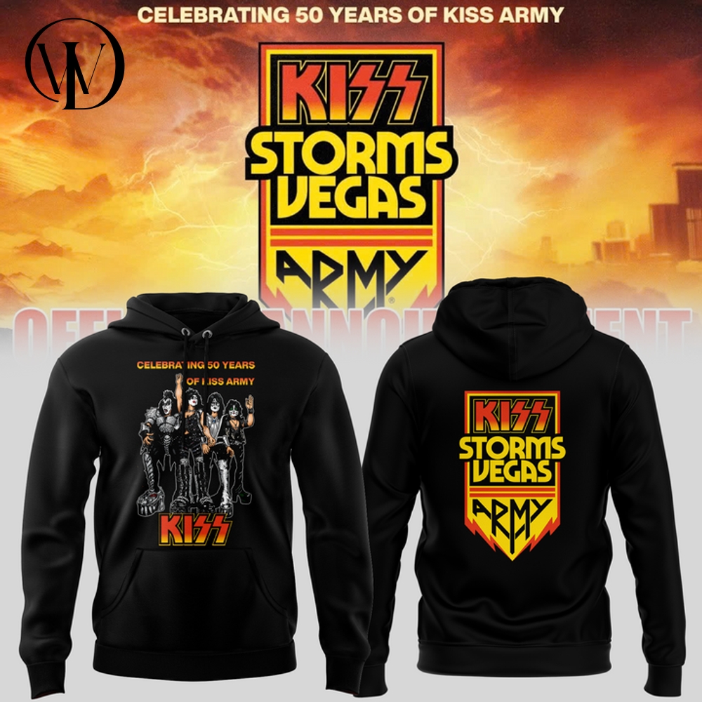 KISS Band "Storm Vegas" Celebrating 50 Years Of Kiss Army Special Hoodie KISS Band "Storm Vegas" Celebrating 50 Years Of Kiss Army Special Hoodie