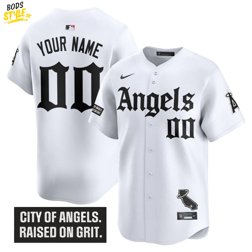 Los Angeles Angels 'Gothic Halo Edition' Personalized White Baseball Jersey Los Angeles Angels 'Gothic Halo Edition' Personalized White Baseball Jersey