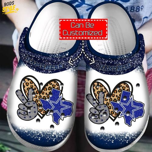 Nfl Dallas Cowboys Custom Name Peace Love Crocs Clogs Shoes