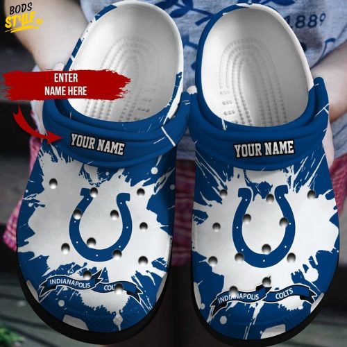 Nfl Indianapolis Colts Custom Name Blue White Crocs Clogs Shoes