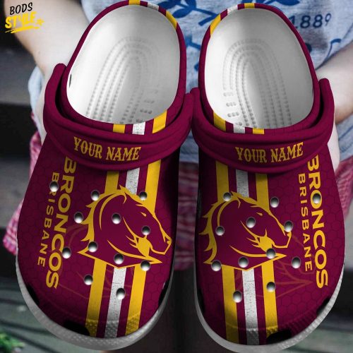 Nrl Brisbane Broncos Custom Name Maroon Crocs Clogs Shoes