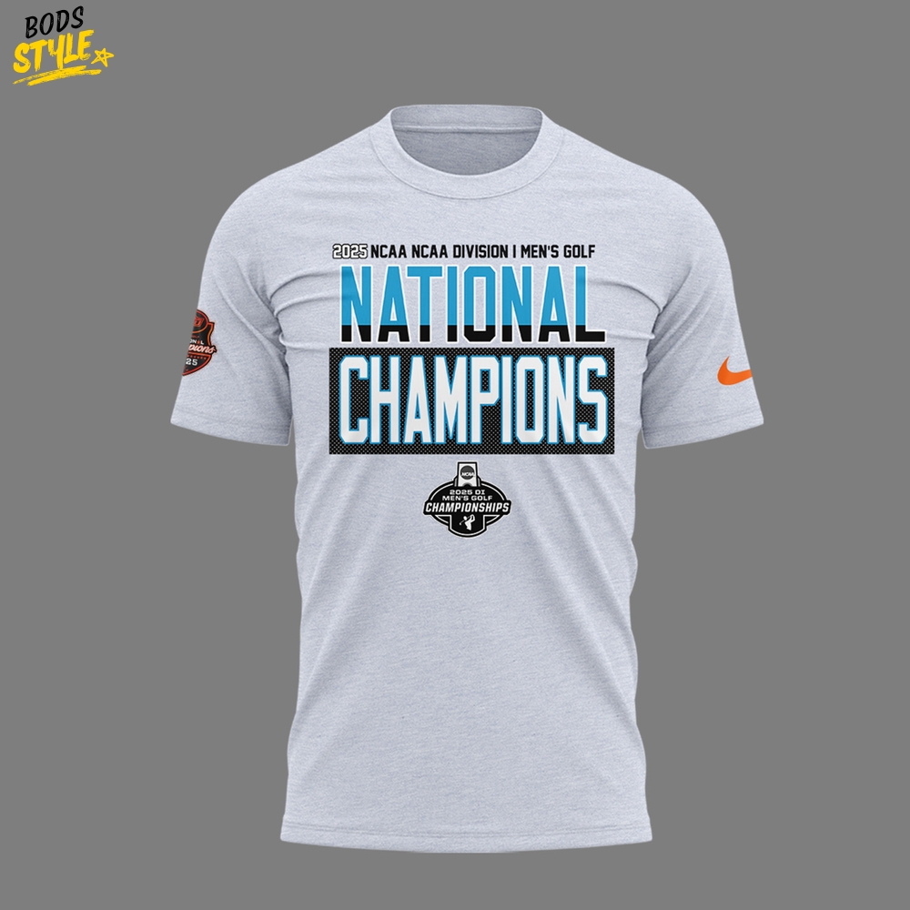Oklahoma State Cowboys 2025 NCAA Men's Golf National Champions Grey Tee Oklahoma State Cowboys 2025 NCAA Men's Golf National Champions Grey Tee