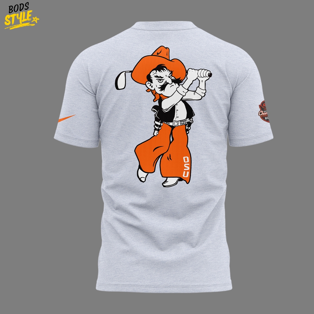 Oklahoma State Cowboys 2025 NCAA Men's Golf National Champions Grey Tee Oklahoma State Cowboys 2025 NCAA Men's Golf National Champions Grey Tee