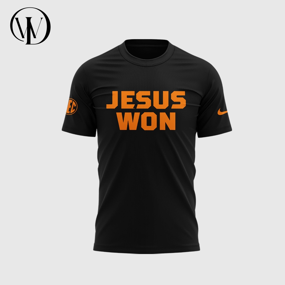 Tennessee Volunteers Baseball JESUS WON Special Black Tee Tennessee Volunteers Baseball JESUS WON Special Black Tee