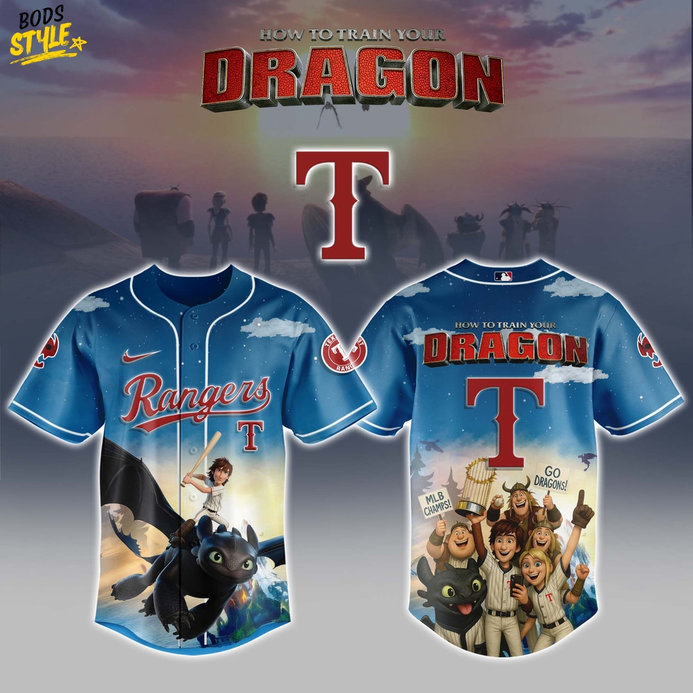Texas Rangers x How To Train Your Dragon Limited Edition Baseball Jersey Texas Rangers x How To Train Your Dragon Limited Edition Baseball Jersey