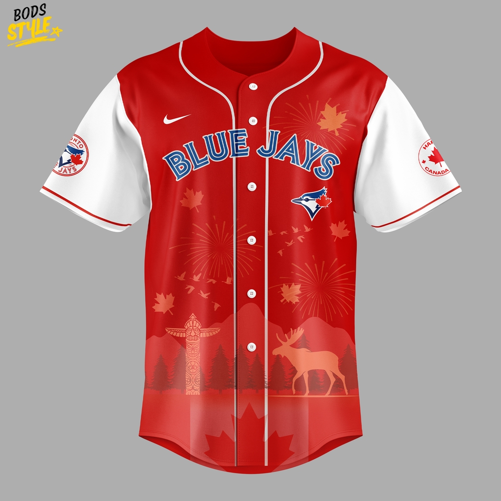 Toronto Blue Jays x Happy Canada Day 2025 Baseball Jersey Toronto Blue Jays x Happy Canada Day 2025 Baseball Jersey