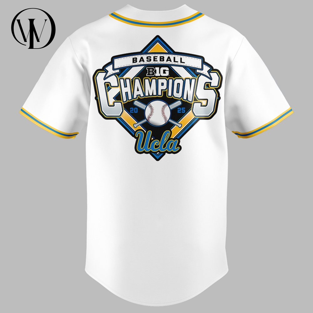 UCLA Bruins 2025 Big Ten Baseball Regular Season Champions Special White Baseball Jersey UCLA Bruins 2025 Big Ten Baseball Regular Season Champions Special White Baseball Jersey