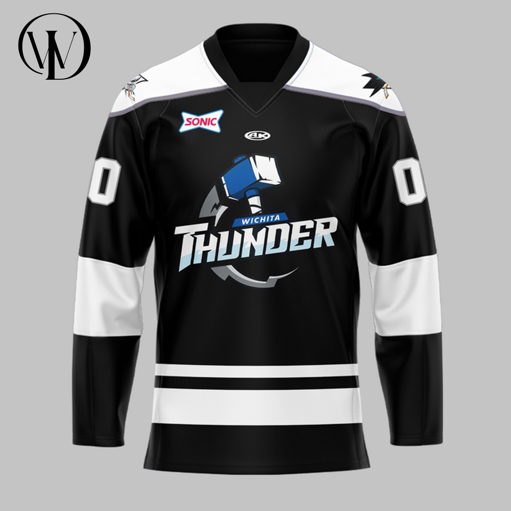 Wichita Thunder Special New 2025 Personalized Hockey Jersey - Black Wichita Thunder Special New 2025 Personalized Hockey Jersey - Black