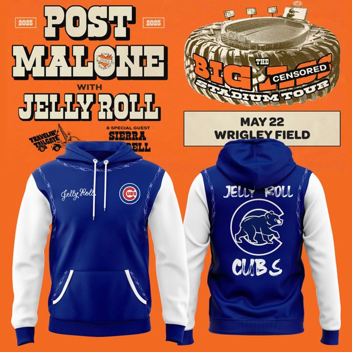 Chicago Cubs x 2025 Jelly Roll Wrigley Field Concert "The Big Ass Stadium Tour" Special Hoodie Chicago Cubs x 2025 Jelly Roll Wrigley Field Concert "The Big Ass Stadium Tour" Special Hoodie