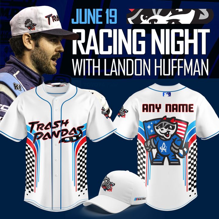 Rocket City Trash Pandas x Racing Night with Landon Huffman Personalized Baseball Jersey Rocket City Trash Pandas x Racing Night with Landon Huffman Personalized Baseball Jersey