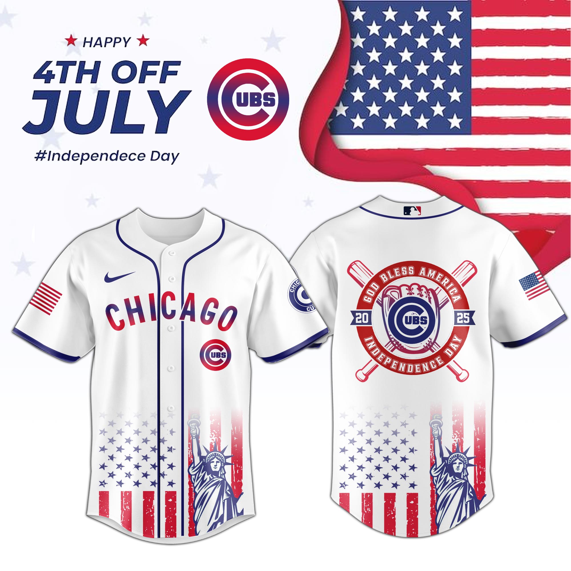 Chicago Cubs MLB Happy Independence Day 2025 Jersey Chicago Cubs MLB Happy Independence Day 2025 Jersey