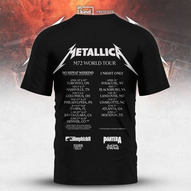 Metallica M72 World Tour 2025 Special Black Tee Metallica M72 World Tour 2025 Special Black Tee