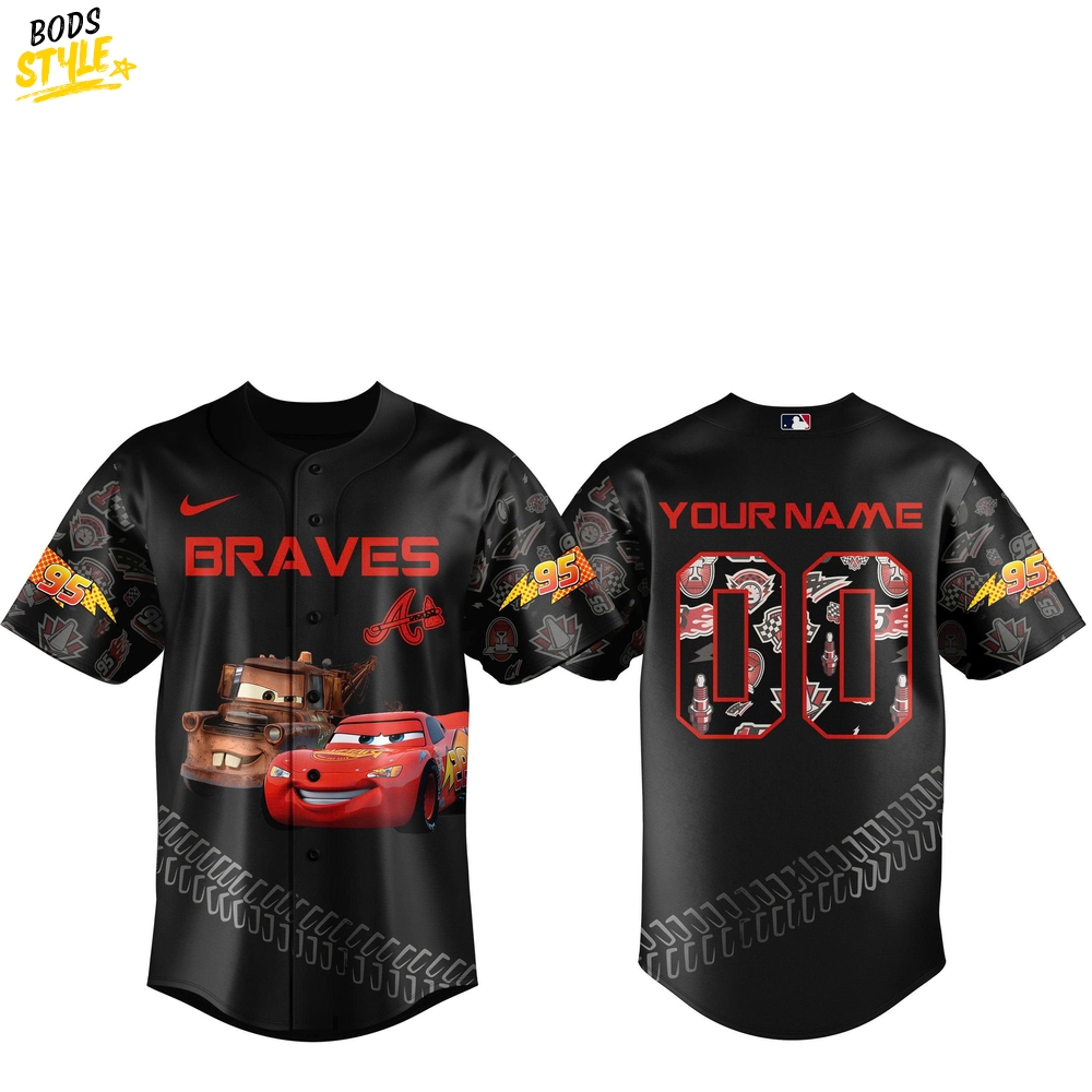 Atlanta Braves x Lightning McQueen Special Baseball Jersey Atlanta Braves x Lightning McQueen Special Baseball Jersey
