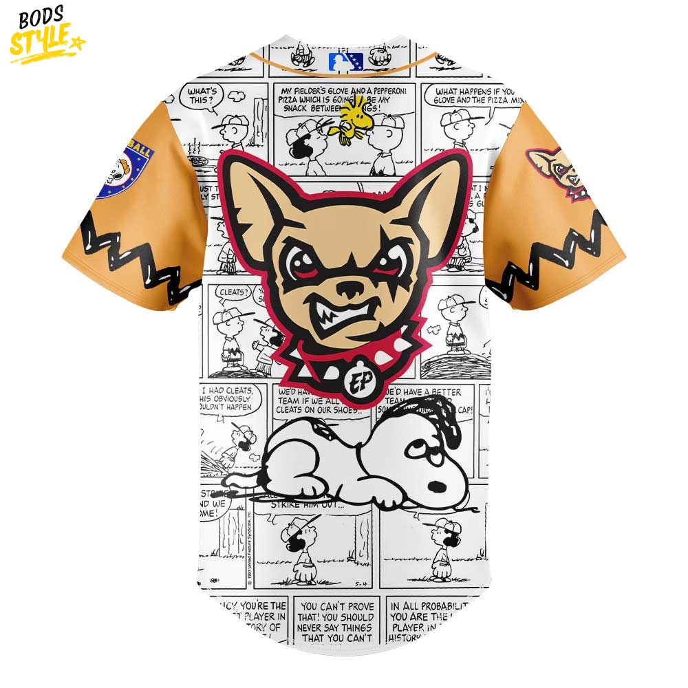El Paso Chihuahuas 75th Anniversary of Peanuts Special Baseball Jersey El Paso Chihuahuas 75th Anniversary of Peanuts Special Baseball Jersey