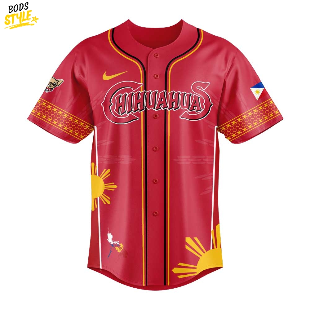 El Paso Chihuahuas Filipino Heritage Night Special Baseball Jersey El Paso Chihuahuas Filipino Heritage Night Special Baseball Jersey