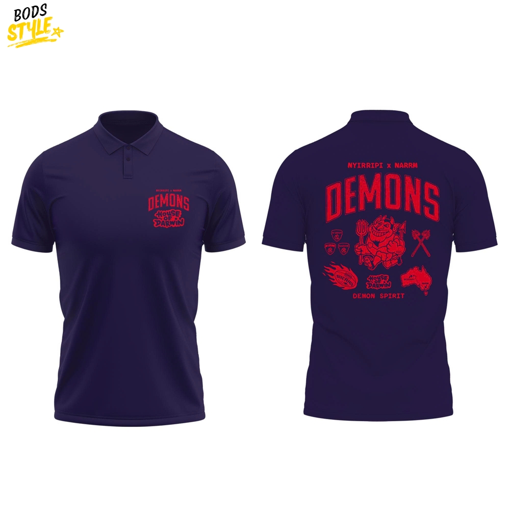 Melbourne Demons Nyirripi x Narrm Demon Spirit Special Polo Shirt Melbourne Demons Nyirripi x Narrm Demon Spirit Special Polo Shirt