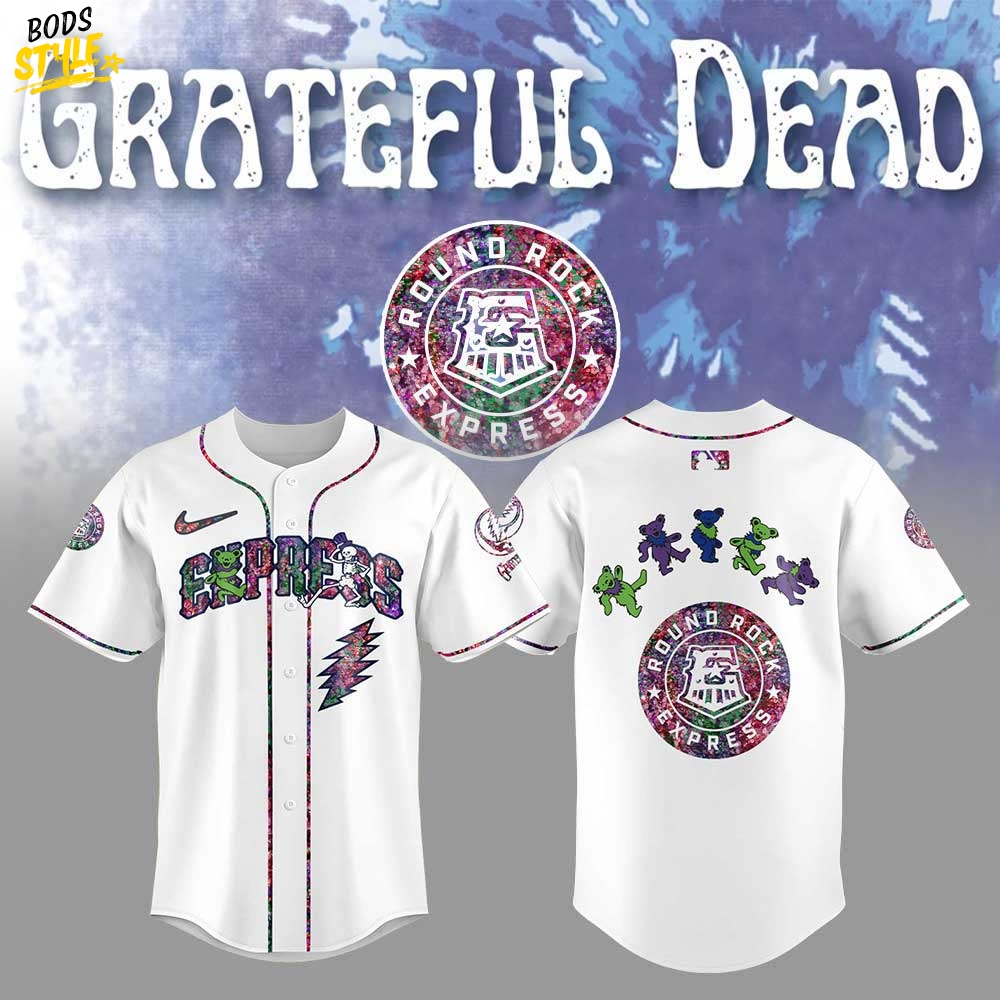 Round Rock Express Grateful Dead Night Special Baseball Jersey Round Rock Express Grateful Dead Night Special Baseball Jersey