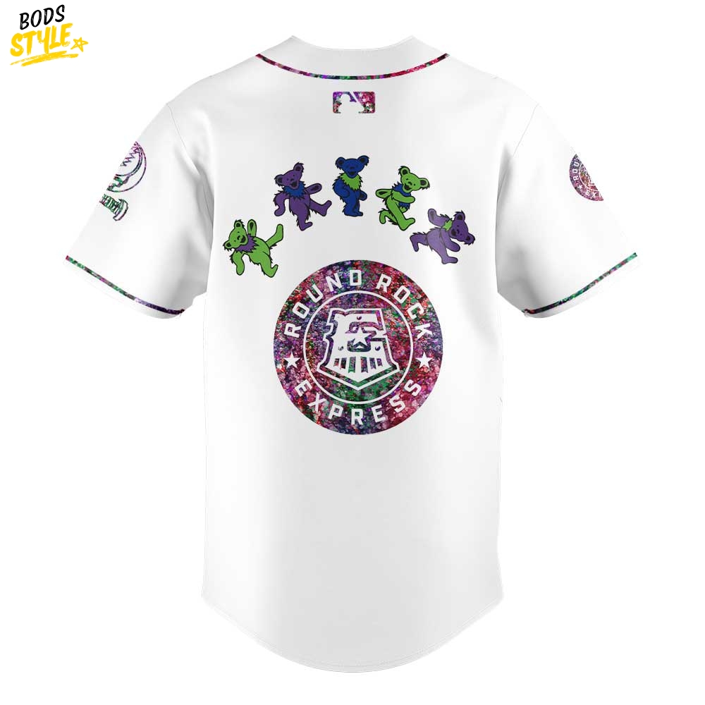Round Rock Express Grateful Dead Night Special Baseball Jersey Round Rock Express Grateful Dead Night Special Baseball Jersey