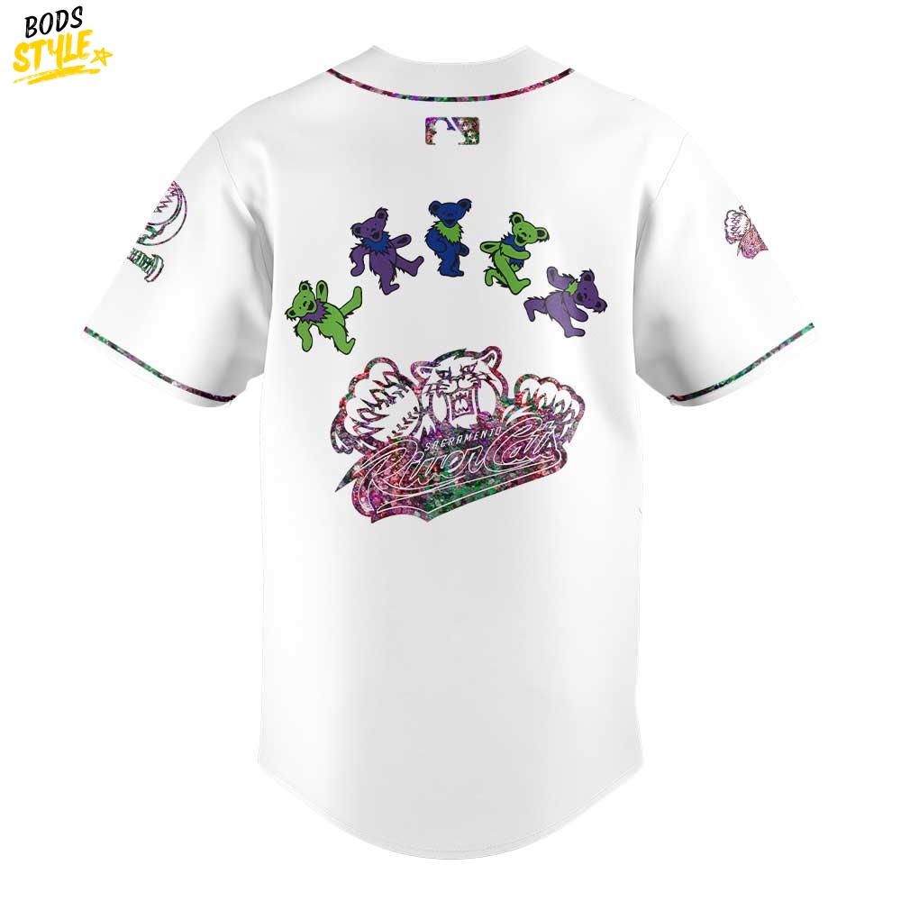 Sacramento River Cats Grateful Dead Night Special Baseball Jersey Sacramento River Cats Grateful Dead Night Special Baseball Jersey