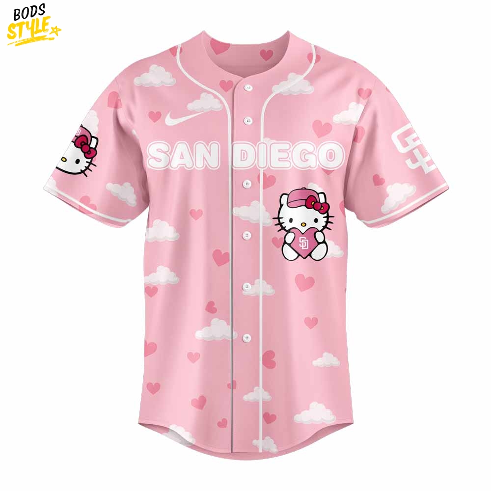 San Diego Padres x Hello Kitty Night Plush Pink Baseball Jersey San Diego Padres x Hello Kitty Night Plush Pink Baseball Jersey