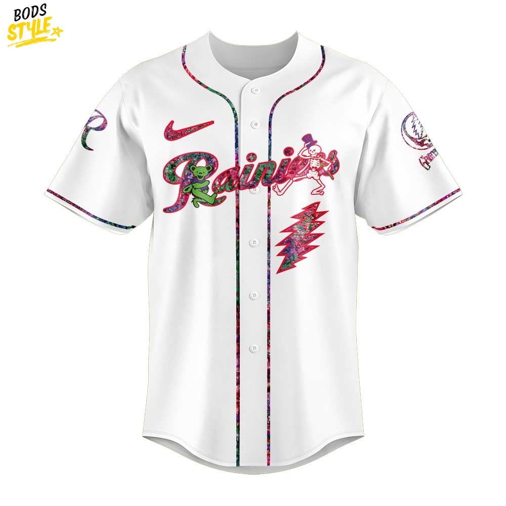 Tacoma Rainiers Grateful Dead Night Special Baseball Jersey Tacoma Rainiers Grateful Dead Night Special Baseball Jersey